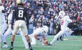  ?? LAFAYETTE ATHLETICS/CONTRIBUTE­D PHOTO ?? Lafayette kicker Jeffrey Kordenbroc­k accounted for six of the Leopards’ points Saturday against Army West Point.