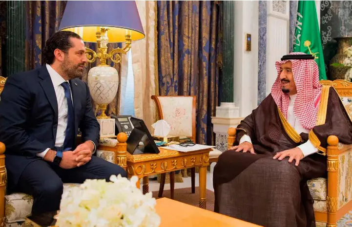  ??  ?? CONTROVERS­Y: In this photo provided by the Saudi Press Agency, Saudi King Salman, right, meets with the recently resigned Lebanese prime minister Saad Hariri in Saudi Arabia last Monday