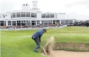  ?? [PETER MORRISON/THE ?? Matt Kuchar plays out of the bunker on the 18th hole during the final round of the British Open on Sunday at Royal Birkdale, Southport, England.