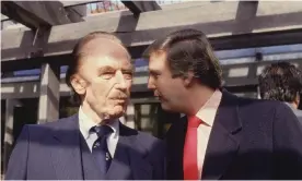  ?? Photograph: Bernard Gotfryd/Getty Images ?? Donald Trump talks to his father in a photo from the 1980s. Mary Trump describes Fred as a ‘high-functionin­g sociopath’.