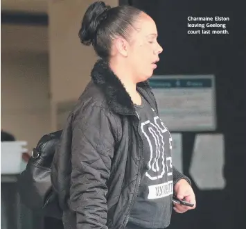  ??  ?? Charmaine Elston leaving Geelong court last month.