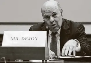  ?? Jim Watson / Pool / Tribune News Service ?? U.S. Postal Service Postmaster General Louis DeJoy testifies Wednesday during a House Oversight and Reform Committee hearing on Capitol Hill in Washington, D.C.