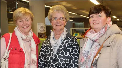  ??  ?? Eileen Power, Breda Dunne and Catherine Dunleavy from Bree who were in Wexford Library for Anne Enright’s interview with author Roddy Doyle on Thursday evening.