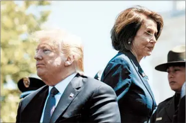 ?? EVAN VUCCI/AP ?? President Trump and House Speaker Nancy Pelosi do not see eye to eye on Iran as tensions rise over the Persian country.
