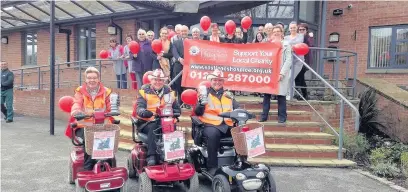  ??  ?? Deborah Keenan, Jaqui Collins and Mo Collins from Accrington completing their Hospice 4 Hospice mobility scooter fundraisin­g challenge.