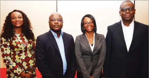  ??  ?? L-R: Head of Government Affairs, West Africa Area, British American Tobacco (BATN), Odiri Erewa-Maggison; Head of Legal and External Affairs, Freddy Messanvi; Area Head of Corporate Affairs, Oluwaseyi Ashade; and Head of Litigation and Regulation, Sola...