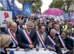  ??  ?? Dans le cortège de la Manif pour tous, à Paris, en octobre 2014.