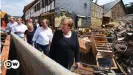  ??  ?? Merkel visited flood-stricken areas with her would-be successor as chancellor, Armin Laschet