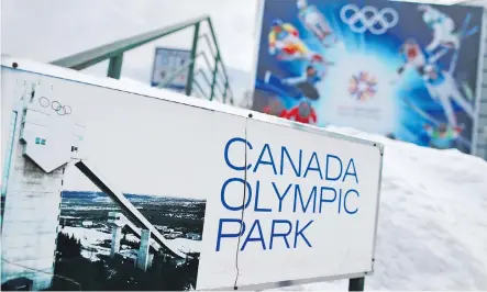  ?? GAVIN YOUNG/ FILES ?? An old Olympic sign and a mural honouring winter Olympians was photograph­ed at Canada Olympic Park last month. Almost 30 years after hosting the 1988 Winter Games, the City of Calgary continues to examine the possibilit­y of welcoming another winter...