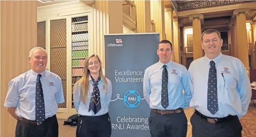  ??  ?? RECOGNITIO­N: Oban station’s James Hardie, Leonie Mead, Mark Scott and David Isaac at the Excellence in Volunteeri­ng Awards