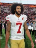  ?? (Reuters) ?? MANY BELIEVE that Colin Kaepernick, who opted out of his contract with the San Francisco 49ers after last season, is yet to be signed by another NFL team due to his anthem protest and outspoken beliefs on a number of social issues.