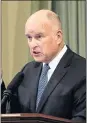  ?? THE ASSOCIATED PRESS ?? A spokesman for Gov. Jerry Brown, above, said, “The next step is still for the federal government to sign the agreement so Guard personnel can get to work.”