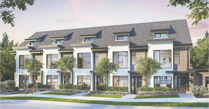  ??  ?? Homes at The Oak are comparable in size and layout to single-family homes and suitable for young families wanting to live on the West Side, says the developer.