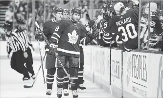  ?? CANADIAN PRESS FILE PHOTO ?? Toronto’s Nazem Kadri, centre, gives the Maple Leafs a three-pronged attack at centre, along with young star Auston Matthews and veteran John Tavares. Kadri is coming off consecutiv­e 32-goal seasons.