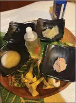  ?? ?? A tray holds Maui citrus scrub and awa (kava) salve at Willow Stream Spa.
