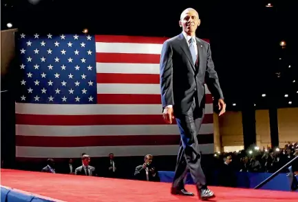  ?? PHOTO: REUTERS ?? US President Barack Obama arrives to give his farewell address in Chicago, in which he called on Americans to embrace tolerance.