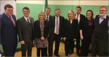  ??  ?? Sinn Fein candidates for the 2019 Local elections with Deputies Imelda Munster and Gerry Adams.