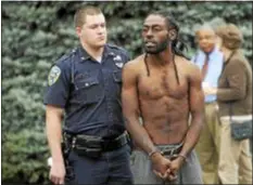  ?? DIGITAL FIRST MEDIA FILE PHOTO ?? Lamar James, right, is led out of the Collingdal­e police station after his November 2014 arrest.