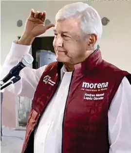  ??  ?? FOTOGRAMA: @LOPEZOBRAD­OR.ORG.MX DURANGO. Andrés Manuel López Obrador estuvo ayer en el municipio de Tlahualilo, después de haber suspendido sus giras una semana.