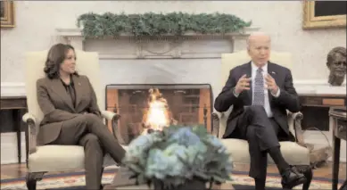  ?? -AP ?? WASHINGTON
US President Joe Biden and Vice President Kamala Harris meet with congressio­nal leaders in the Oval Office at the White House in Washington, US.