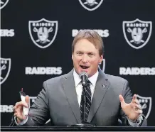  ?? MARCIO JOSE SANCHEZ/THE ASSOCIATED PRESS ?? The Oakland Raiders have officially named Jon Gruden their new head coach.