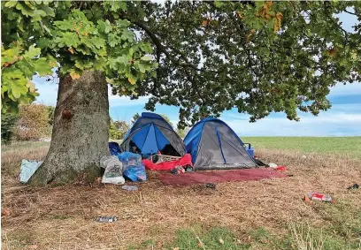  ?? Picture: Robin Jenkins ?? The tents in Weavers Field, Warden Hill, Cheltenham