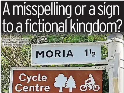  ?? ?? The sign for Moira as at the crossroads Willesley Lane and Willesley