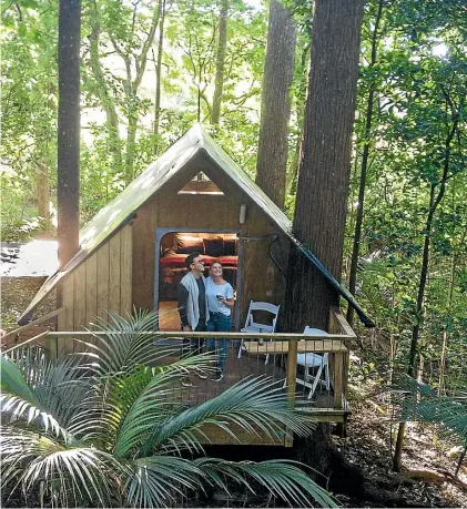  ??  ?? The Castaways Tree Tent even has a bath suspended in the trees.