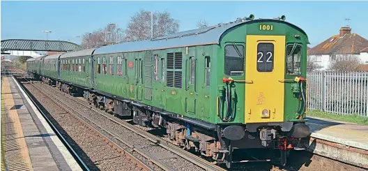  ?? Steve Lee ?? Operated by GB Railfreigh­t, Hastings Diesels ran training services on two consecutiv­e days using preserved Class 201 DEMU 1001. The services ran from St. Leonards engineerin­g to Brighton, via Eastbourne, and on the second day the train returned via Haywards Heath. On March 18, 1001 passes through Hampden Park station.