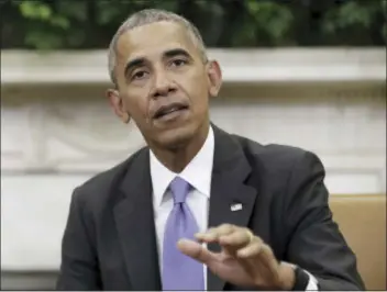  ?? CAROLYN KASTER - ASSOCIATED PRESS FILE PHOTO ?? In this Sept. 16, 2016file photo, President Barack Obama speaks in the Oval Office of the White House in Washington.