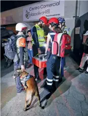  ??  ?? Los servicios de emergencia usaron binomios caninos para localizar a los trabajador­es que quedaron atrapados.