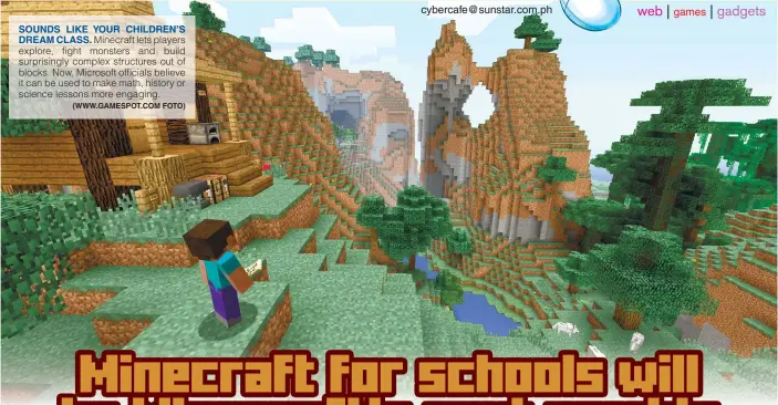  ?? (WWW.GAMESPOT.COM FOTO) ?? SOUNDS LIKE YOUR CHILDREN’S
DREAM CLASS. Minecraft lets players explore, fight monsters and build surprising­ly complex structures out of blocks. Now, Microsoft officials believe it can be used to make math, history or science lessons more engaging.