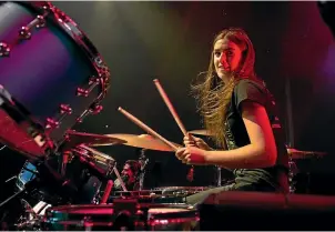  ??  ?? 15-year-old Amy Claire says she was so nervous she nearly blacked out on stage with The Killers – but seriously impressed with her drumming.