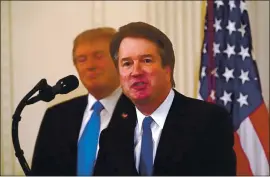  ?? THE NEW YORK TIMES ?? Judge Brett Kavanaugh, pictured in 2018 with President Donald Trump, has suggested that ballots arriving after Election Day could “potentiall­y flip the results of an election.”