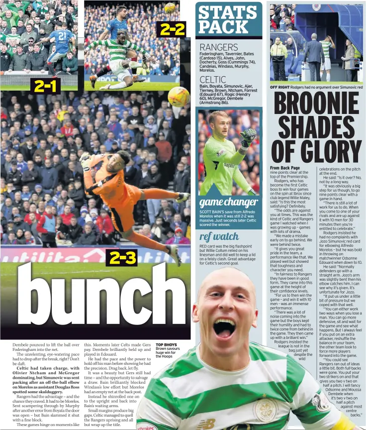  ??  ?? TOP BHOYS Brown savours huge win for the Hoops