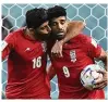  ?? ?? HUG Scorer Mehdi Taremi, right, with Medhi Torabi