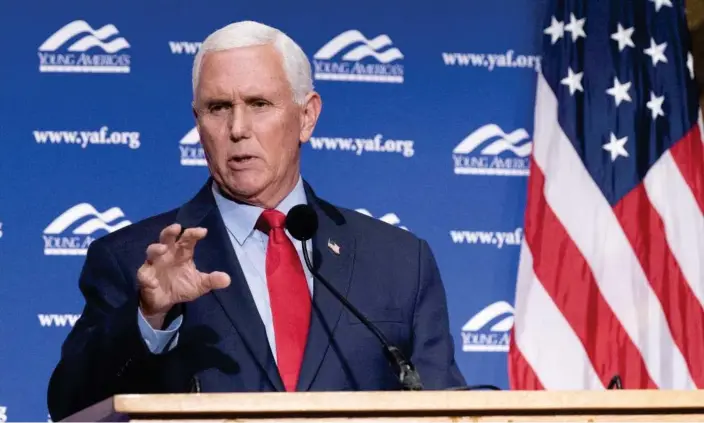  ?? Photograph: José Luis Magaña/AP ?? Mike Pence at Georgetown University in Washington DC in October.