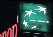  ??  ?? The logo of the BNP Paribas bank in Paris. PICTURE: REUTERS