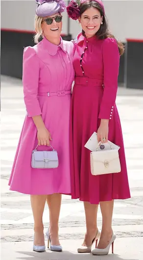  ?? ?? Tickled pink: Zara Tindall and Sophie Windsor in the season’s shade