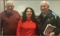  ??  ?? The new Sligo GAA Secretary Bernardine McGauran with Seamus Cummins and her father, Brian.