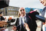  ?? ASSOCIATED PRESS ?? Former FIFA president Sepp Blatter arrives at the Swiss Federal Criminal Court in Switzerlan­d, where he stood trial before the Federal Criminal Court.