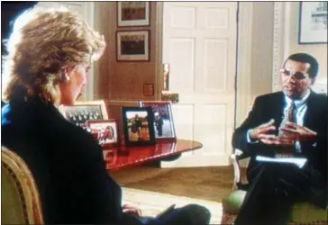  ??  ?? BOMBSHELL: Diana is interviewe­d by Martin Bashir in Kensington Palace for Panorama in 1995