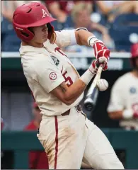  ?? NWA Democrat-Gazette/BEN GOFF ?? Third baseman Casey Martin went 2 for 4 with an RBI, a walk and a run scored to help the Razorbacks beat Texas 11-5 on Sunday.