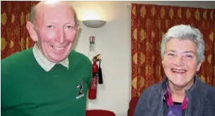  ??  ?? ●● David Taylor pictured with member Ann Stringer, from Bollington Horticultu­ral Society