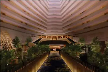  ??  ?? Trees will be planted on the first floor of the hotel atrium, and will reach as high as the fourth floor