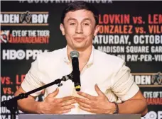  ?? MARK RALSTON, AFP/GETTY IMAGES ?? “I love and respect my sport, but I am not a bad guy. First, I am a sportsman,” middleweig­ht champion Gennady Golovkin says.