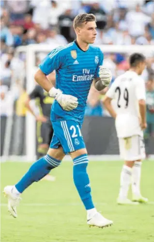  ?? ABC ?? Lunin, durante un amistoso con el Madrid en verano de 2018