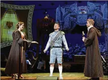  ?? CONTRIBUTE­D BY GREG MOONEY ?? Janine DiVita (from left), Aaron Blake and Hunter Ryan Herdlicka co-star in the musical “Candide” at Atlanta Symphony Hall. It’s a collaborat­ion between the Alliance Theatre and the Atlanta Symphony Orchestra.