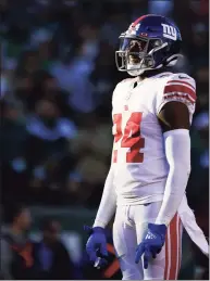  ?? Rich Schultz / Associated Press ?? Giants cornerback James Bradberry looks on during Sunday’s loss to the Eagles.