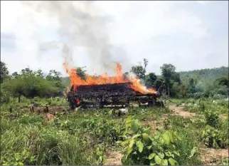  ?? SUPPLIED ?? Cottages were burned by authoritie­s because they believed the structures had been illegally built on a protected area in Phnom Aural Wildlife Sanctuary.